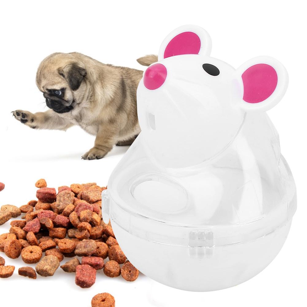 Pet Cat Dog Leakage Feeder Slow Food Dispenser Mice Design Toy(Pink)