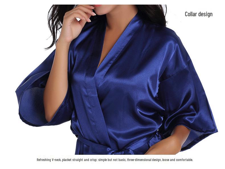 Women's Satin Twist Short Bathrobe - Glossy, Solid Color, Summer Thin, Sexy Cardigan
