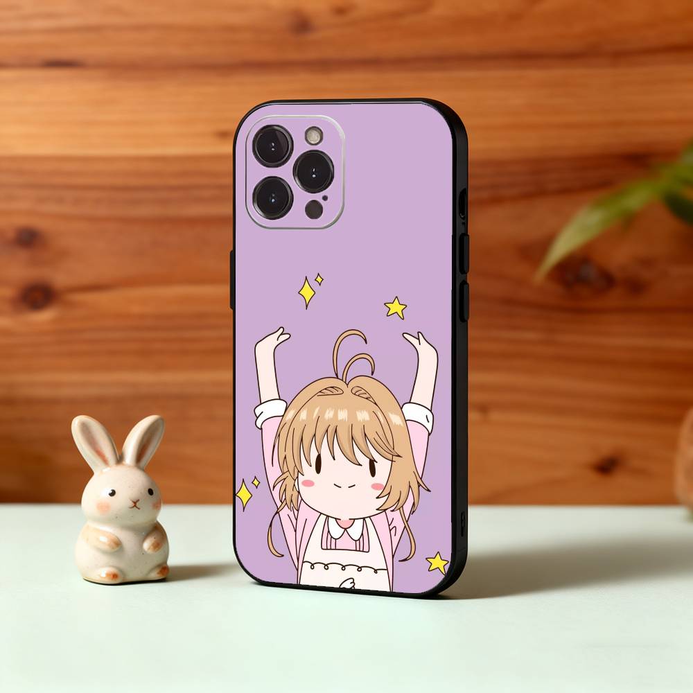 Card C-Captor Anime S-Sakura Phone Case For iPhone17,16,15,14,13,12Plus,Pro Max,XS,5G Soft Silicone Black Cover