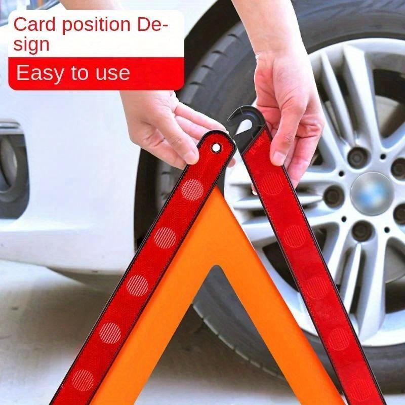Car Triangle Reflective Tripod Emergency Breakdown Warning Reflective Sticker Safety Hazard Foldable Stop Sign Car Accessories
