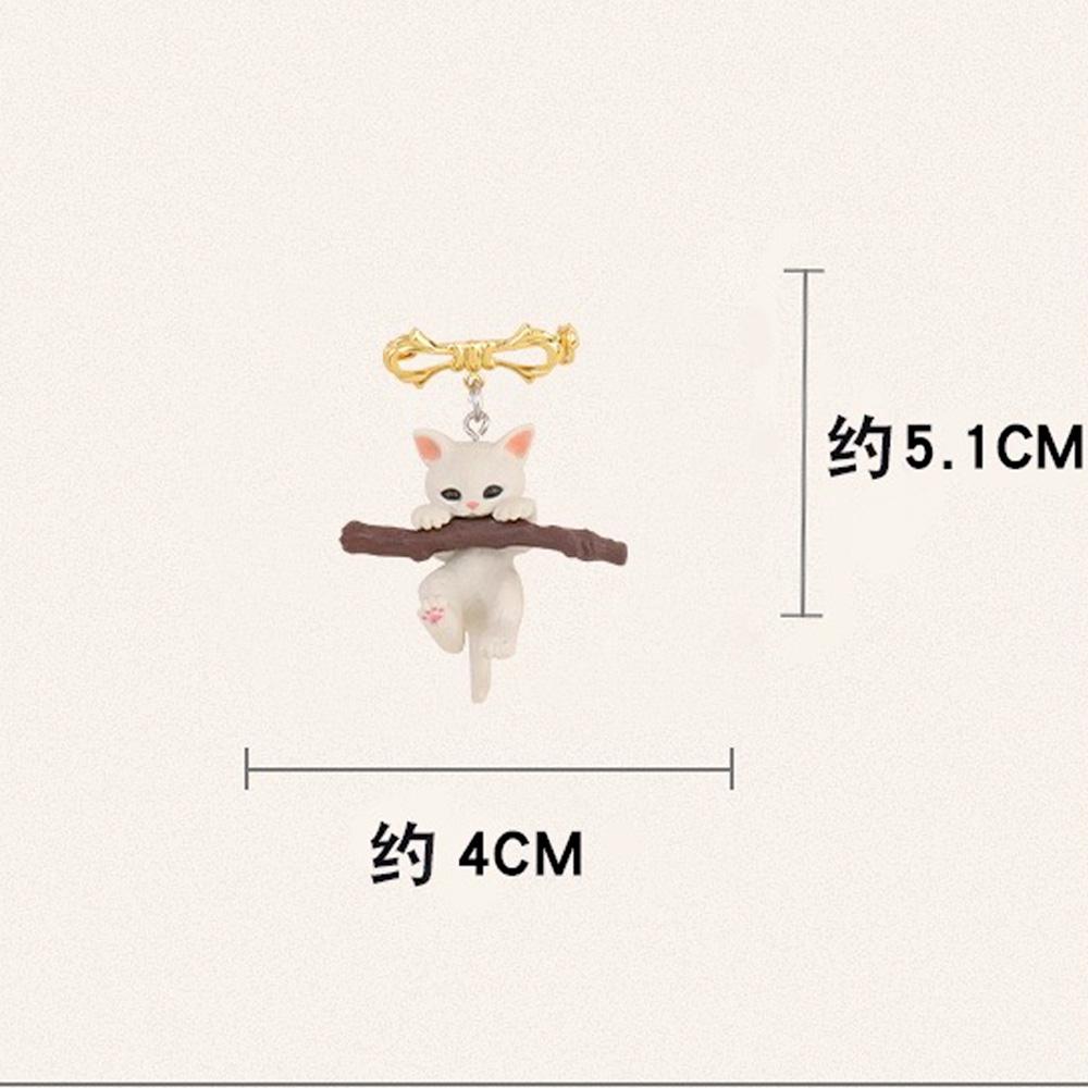 Cute 3D Cat Animal Hanging Branch Brooch Kawaii Animal Lapel Pins Clothes Backpack Jackets Decoration For Children Women Gifts