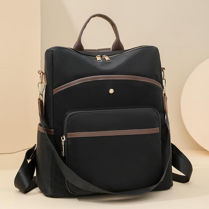 

Жіночий м який шкіряний рюкзак Шкільний портфель Color Block Travel Bag білий/синій