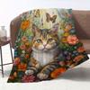 Cute Cat Flannel Digital Print Blanket Sofa Blanket Office Nap Blanket