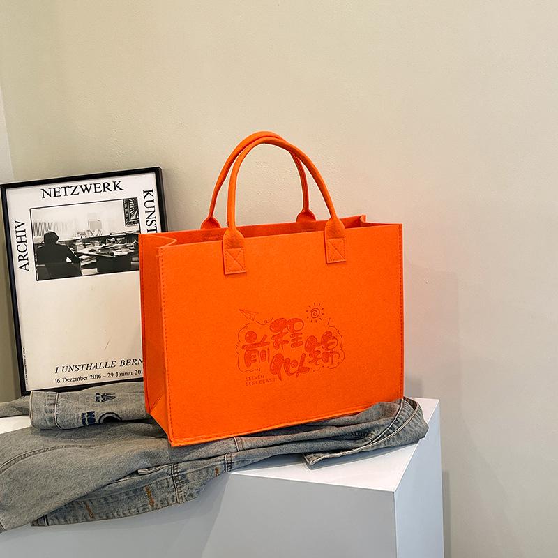 Eco-Friendly Logo Print Large Capacity Felt Tote Bag with Pattern