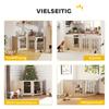 4 Panel Freestanding Pet Gate, Indoor Dog Barrier with Lockable Door, Support Feet, 360 Degrees Flexible Hinges, Oak