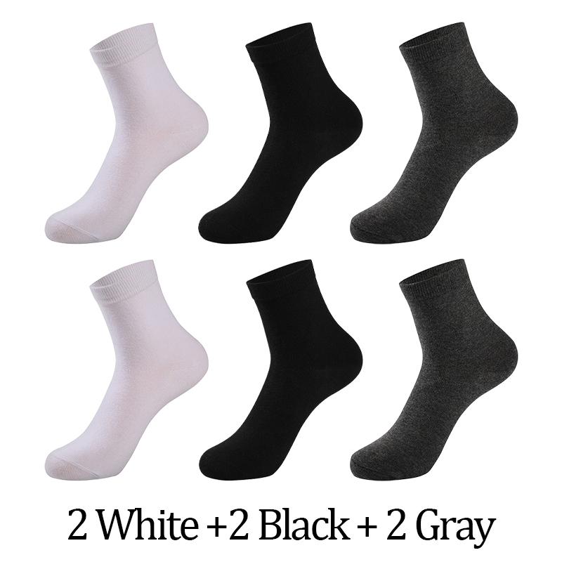 

6 пар мужских носков из 100% хлопка, черные, белые, серые, деловые, мужские носки-трубы, мягкие, дышащие, весна-лето, мужские носки, большие размеры EU42-48(US8.5-13.5)