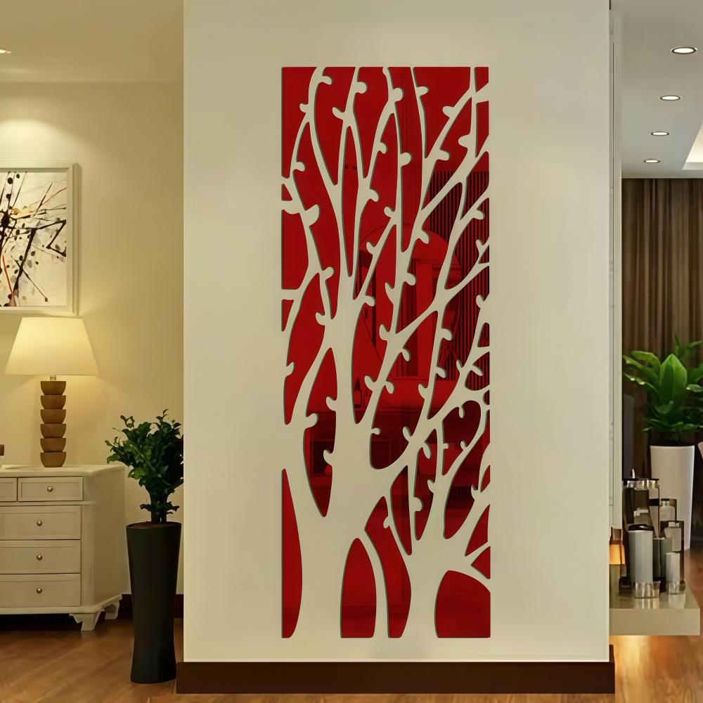 DIY Wall Sticker Mirror Tree Decals Self-adhesive Acrylic Art Wall Tile Sticker Decor 3D Wall Stickers TV Background Decoration