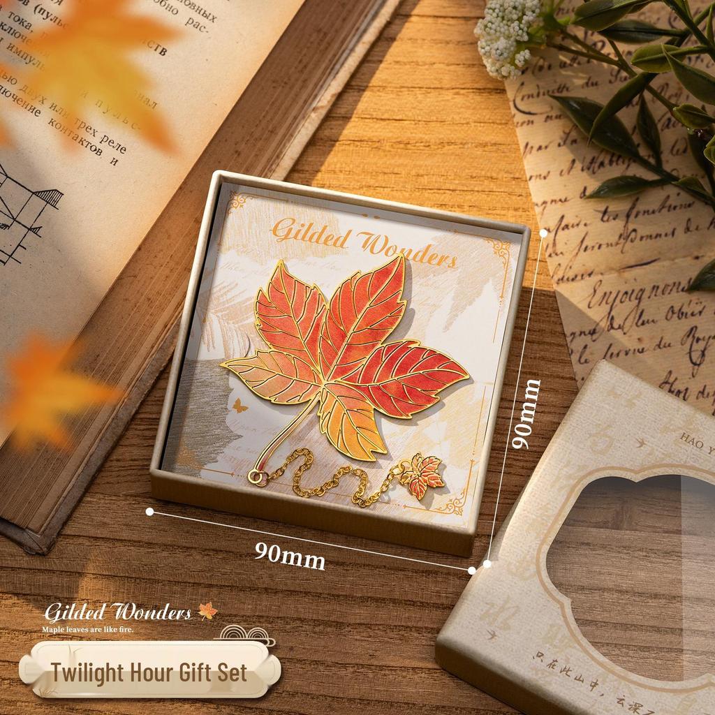 Teacher's Day Retro Leaf Metal Bookmark – High-Value, Creative Gift Box with Leaf Veins Design.