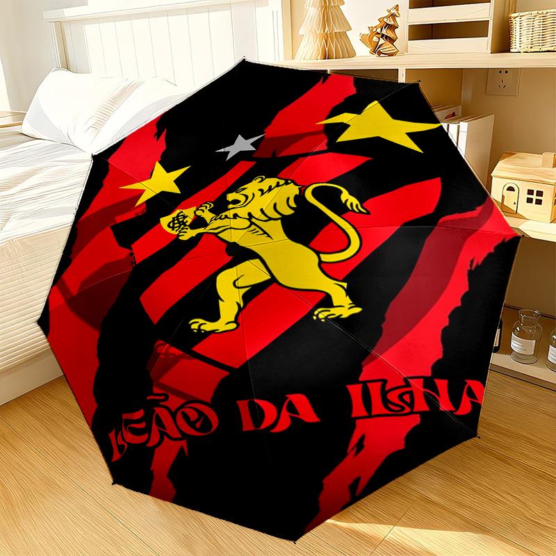 Football Club Emblem Lion Umbrella 8-Frame for Travel, Camping, Casual Lightweight Portable Umbrella, Essential for Every Family Holidays Gift
