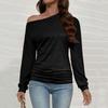 Women's Fashionable Versatile Loose-fitting Off-the-shoulder Solid Color Top