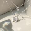 Double-Layered Butterfly Pendant Necklace - Titanium Steel, Light Luxury Design, Fade-Resistant Clavicle Chain