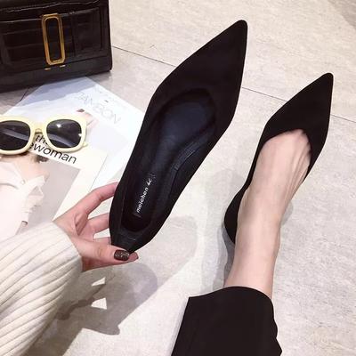 Chaussures plates pour femmes, nouvelles chaussures de travail à bout pointu noires coréennes à talons plats pour femmes, mocassins pour dames, printemps-automne