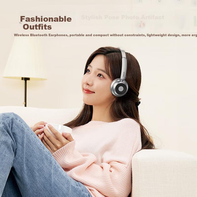 PHILIPS Retro Over-Ear Wireless Bluetooth Headphones Fashion Digital Wear Noise Cancelling Gaming Low