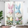 2 Stück Oster-Ei Wichtel Kaninchen Bedruckter Fenstervorhang Für Schlafzimmer Büro Küche Wohnzimmer Und Arbeitszimmer Stangendurchzug Fenster