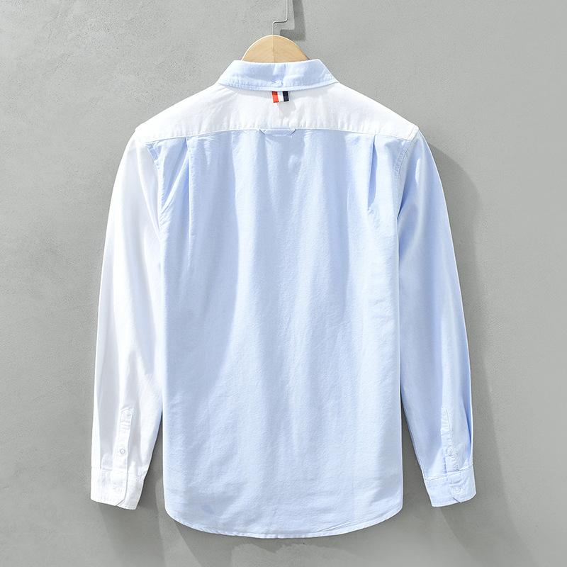 Korean Fashion Long Sleeve Men Shirt Youth Street Style Patchwork Shirts Casual Pure Cotton Soft and Comfortable Men Clothing