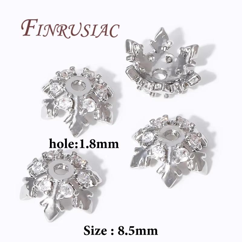 8.5mm Spacer Bead Caps 18K Gold Plated Brass with Zircon Flower Bead End Caps For Jewelry Making Supplies DIY Accessories