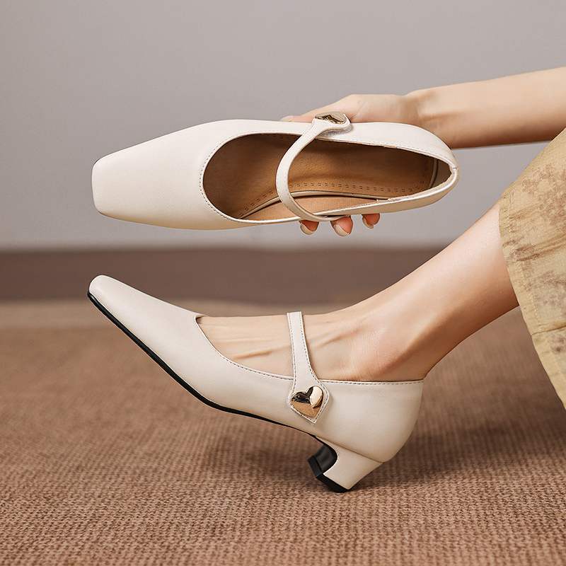 Krazing Pot Microfiber Square Toe Thick Med Heels Spring Summer Shoes Big Size 43 concise style Women Office Lady Pumps