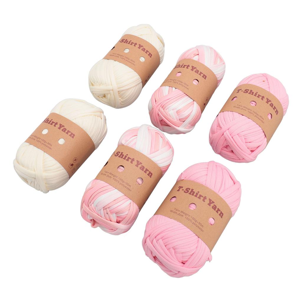 6 Rolls T Shirt Yarn Soft Elastic Washable Multipurpose Fabric Cloth T Shirt Knitting Yarn Carpet