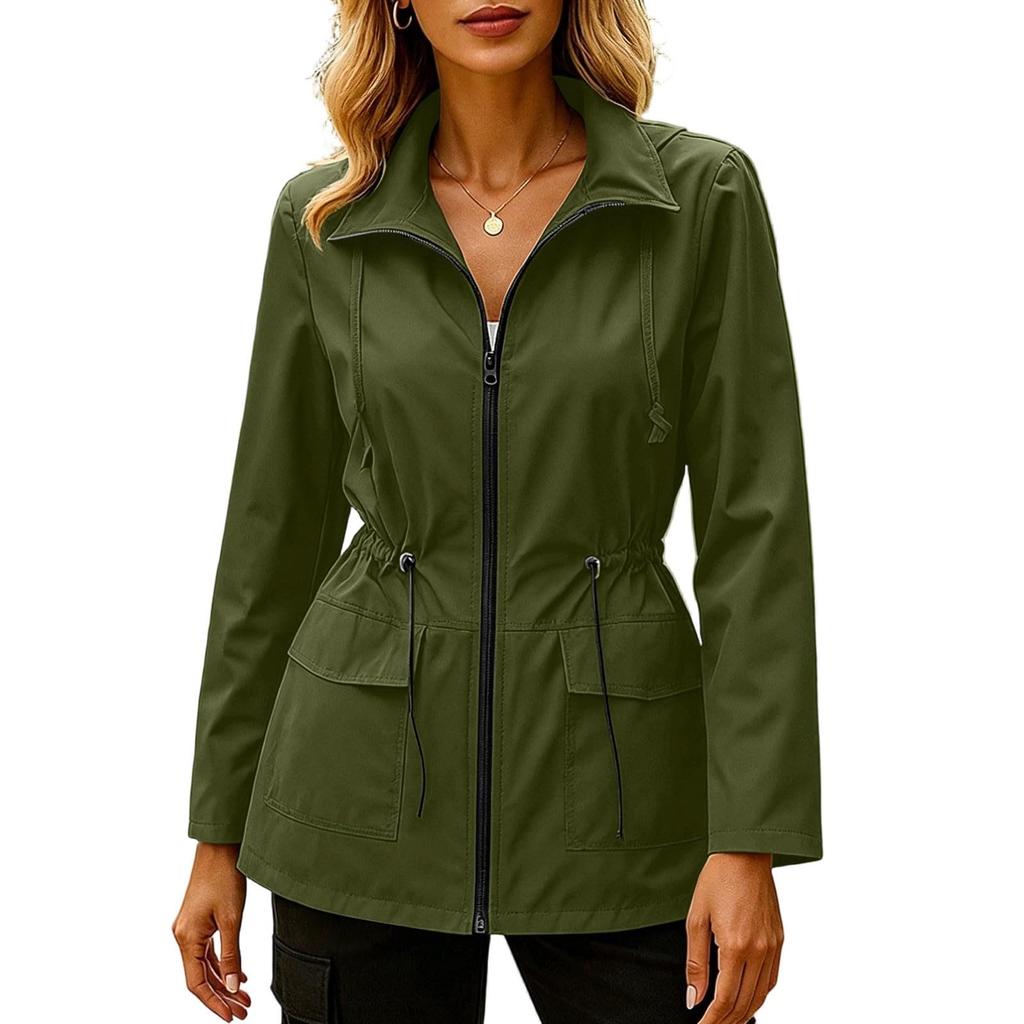 Women's Windbreaker Jacket with Zipper for Outdoor Hiking and Travel