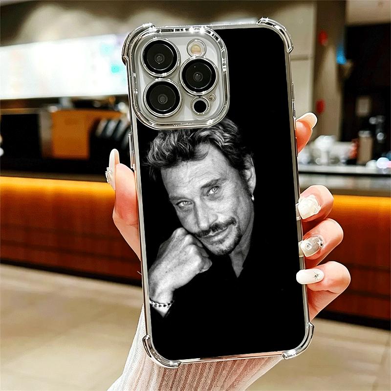 

Johnny Hallyday Music Plating Phone Case For Iphone 16 17 Pro Max Air 16E 14 15 Plus 12 13 Mini Anti-Fall Airabag Cover iPhone 15 Plus