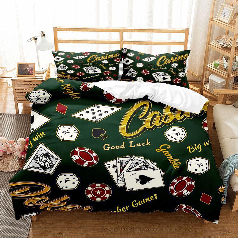 Poker Bedding Set Clown Poker Cards Game Theme Duvet Cover Set Geometric Pattern Comforter Cover For Kids Adults Bedroom Decor