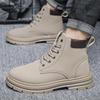 Men's Leather Shoes High Top Boots Fashionable Motorcycle Shoes Ankle Boots Winter Boots Men's Hiking Shoes Lace Up Botas Hombre