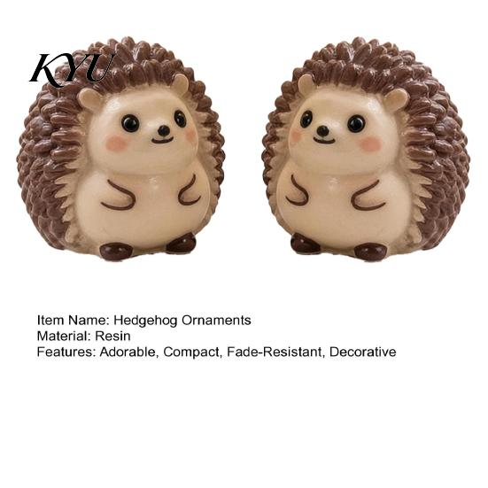 Pastoral Garden Figurines 2Pcs Cute Hedgehog Resin Mini for Succulents Pot Terrarium, Micro Landscape Small Gift Items Decor, Miniature Forest Animal