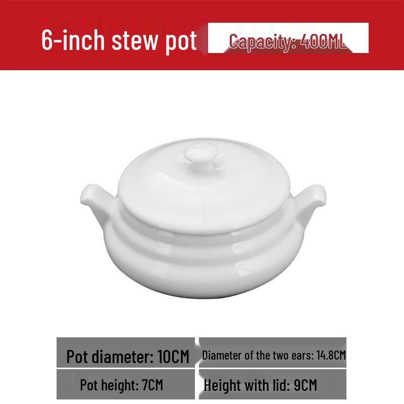 Ceramic Hotel Soup Tureen & Stew Pot - Pure White Tableware with Lid