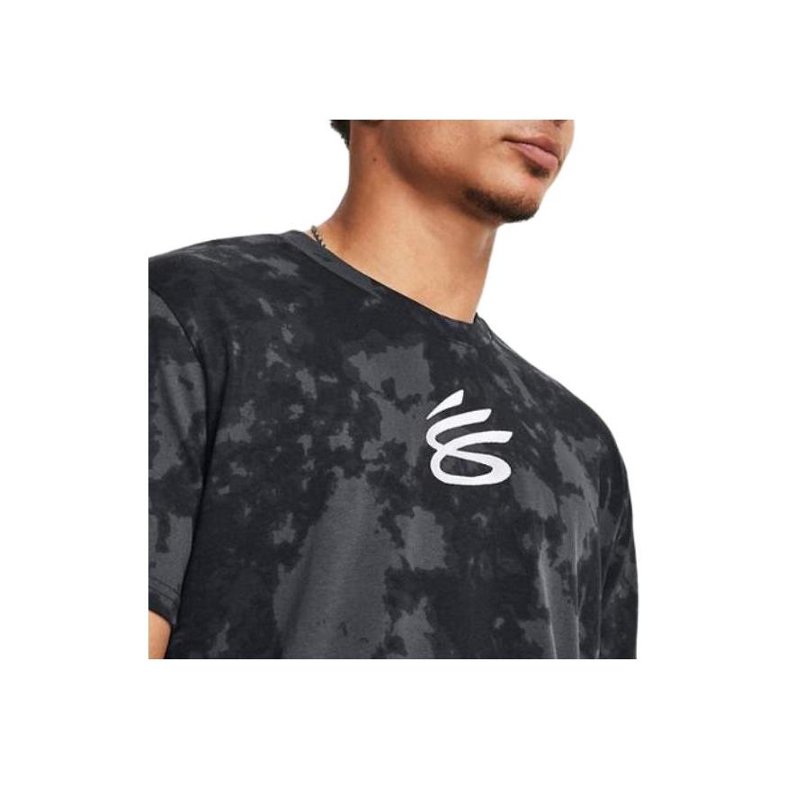 Under Armour Curry Logo Graphic Print Basketball Sports Crew Neck T-Shirt Men Tops Black 1380365-001