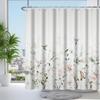 Blue Watercolor Floral Shower Curtain, Botanical Wildflower Design, Waterproof Polyester With Hooks