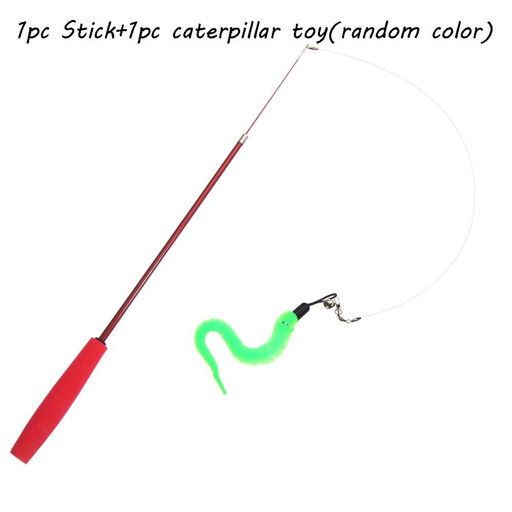 Colorful Teasing Playing plush cat teaser caterpillar Cat Funny Wand Pet toy