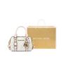 Geantă Boston Bedford Presbiopic Color Block Piele Artificială Geantă de Umăr Crossbody Mini Femei Alb Vanilie/Roz Nude Geantă Tote Originală
