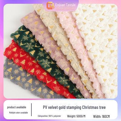 Tessuto Velluto PV con Stampa Oro per Autunno & Inverno - Ideale per Albero di Natale, Abbigliamento Fiocco di Neve di Peluche, Scarpe, Cappelli, Bagagli e Giocattoli.