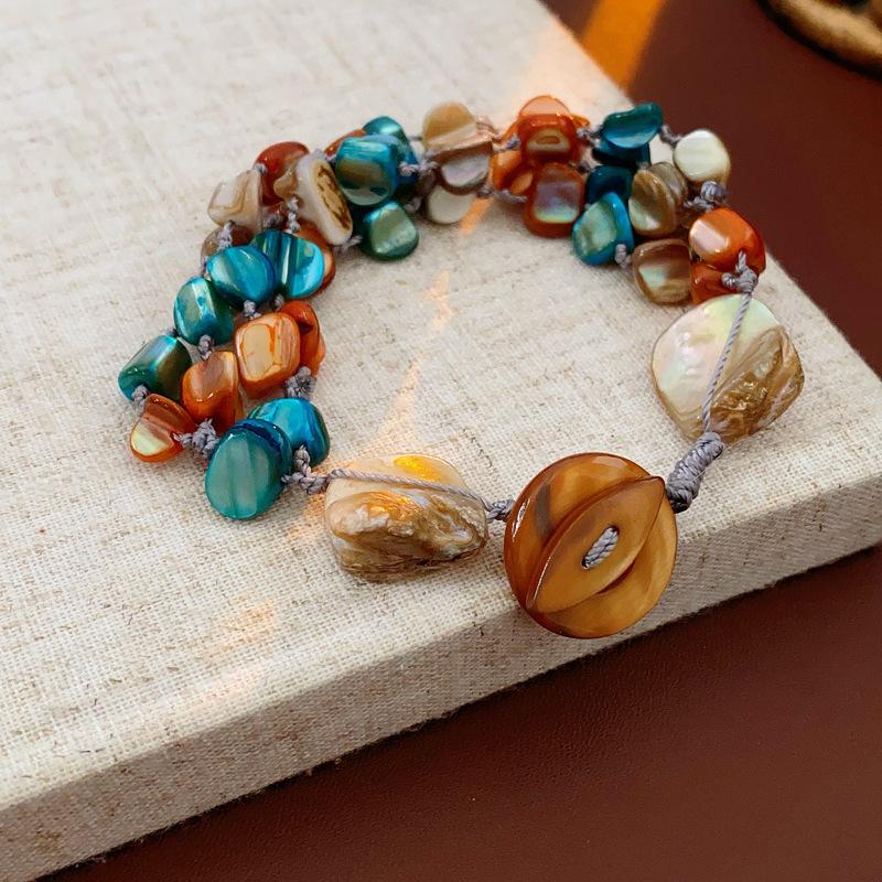 

Irregular Shell Beads Necklaces for Women Colorful Retro Ethnic Style Multi-layer Collarbone Chains High-end Party Jewelry V