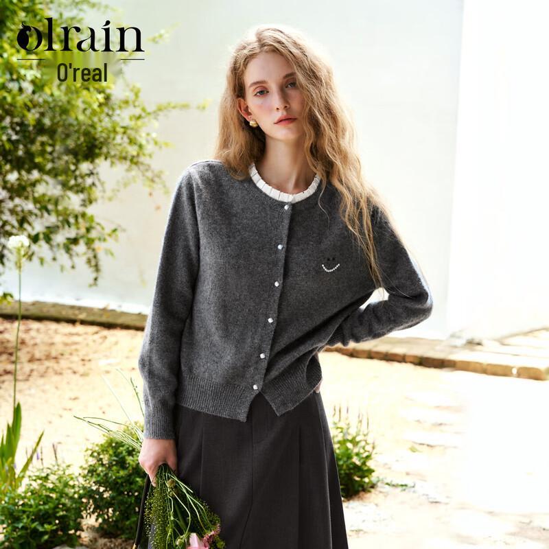 

Olrain French Chic Stand Collar Cardigan Sweater for Women XL