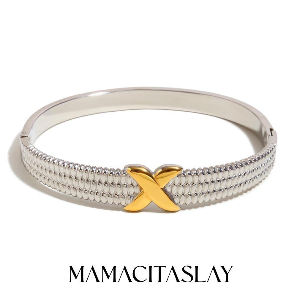 MamacitaSlay Creative Cool Stainless Steel Geometric Open Bracelet Party Popular Waterproof Wrist Jewelry High Quality Jewelry