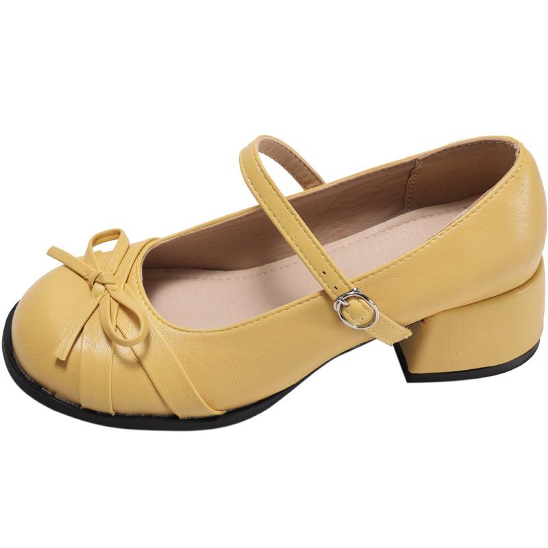 Black French ballet style thick heel shallow mouth heightening single shoes women's 2025 new autumn skirt Mary Jane shoes