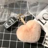 Cartoon Design Rex Rabbit Fur Heart Charm Chain Heart Shape Heart Plush Pendant  Bag Decoration