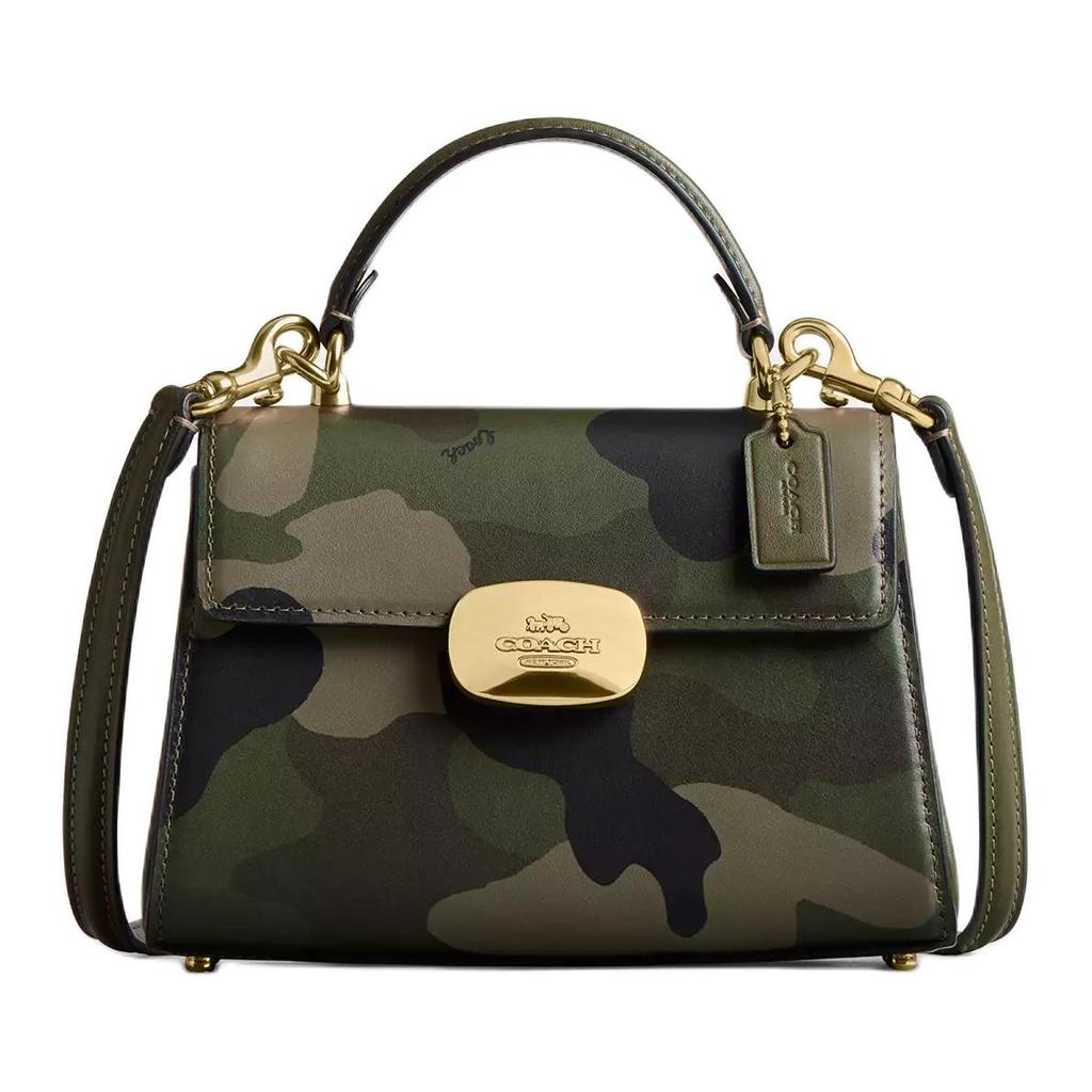 Coach Eliza 18 Snap Closure Detachable Shoulder Strap Smooth Leather Crossbody Shoulder Handbag Small Women handbags Deep-Birch CW184-IMXAI