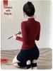2025 Women's Long Sleeve Red Yoga & Pilates Top – Autumn/Winter Collection