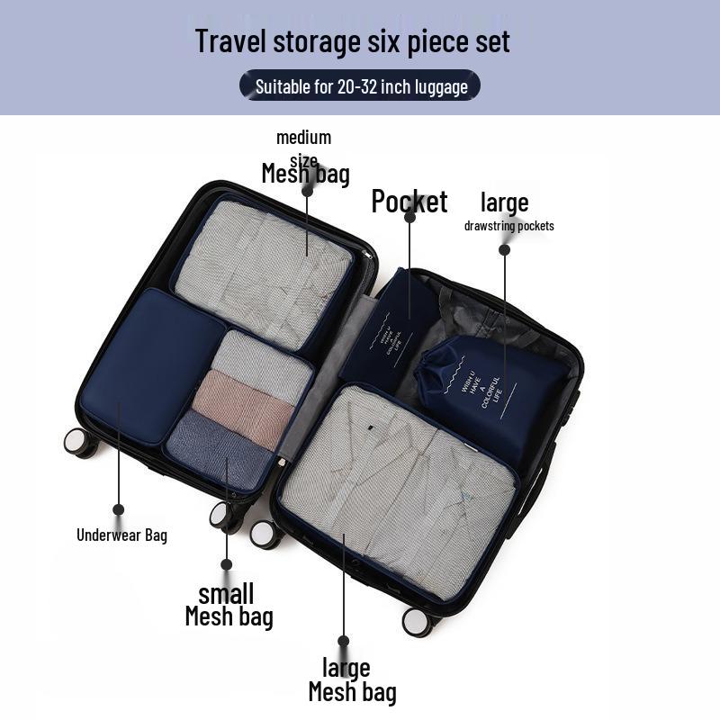 6-8 Piece Travel Storage and Organizer Bag Set for Clothes and Underwear