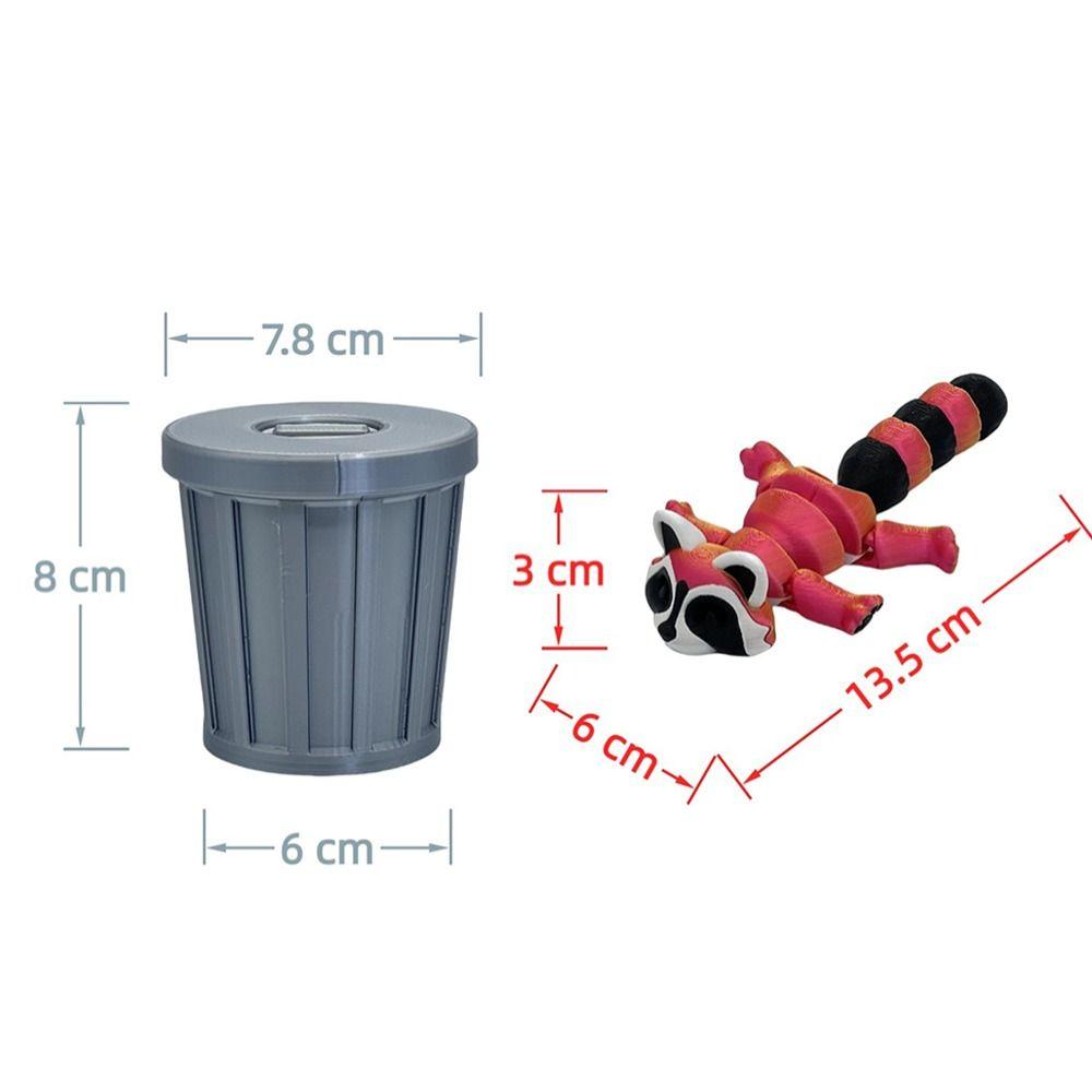 New Plastics 3D Printed Cartoon Flexible Raccoons Animals Figures Multi-joint Model Ornament Gift