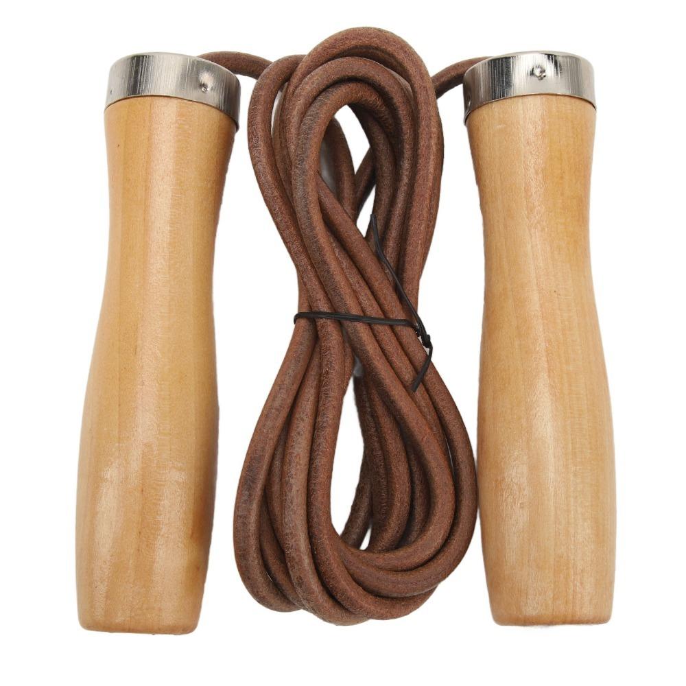Rope Skipping Cowhide Leather Jump Rope Wooden Handle Portable Skipping Rope Wooden Handle Jump Rope Sport Activities