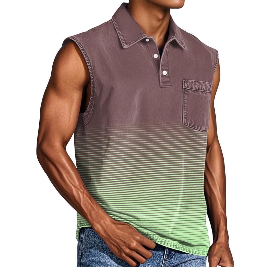 Men's Casual Pocket Button Collar Sleeveless Vest