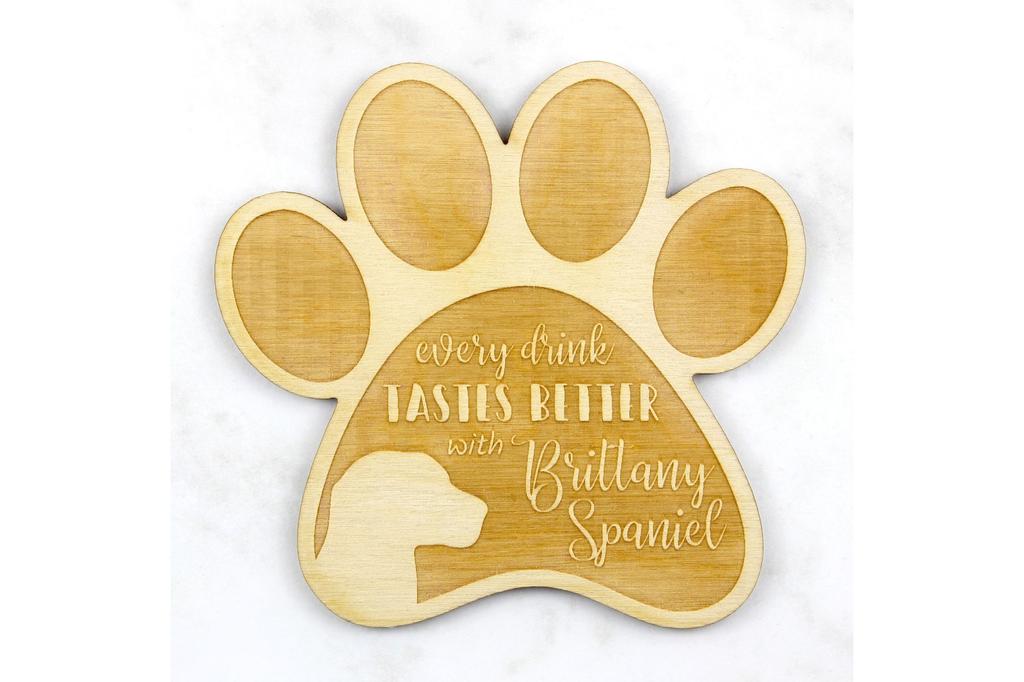 Brittany Spaniel, Brittany Wiegref - Mug coaster, engraved coaster with dog, gift for dog lover by Art-Dog brand