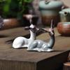 Cute Ceramic Teapet for Tea, Small Lovely Ornament, Chinese Tea Set Accessory, Deer Rabbit and Cattle, Delicate Teaware, 1 Pair
