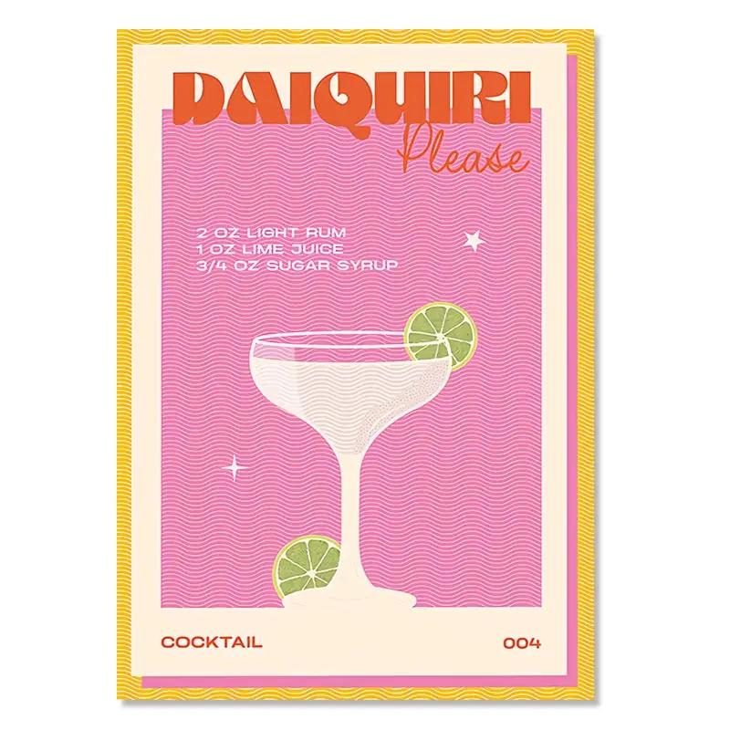 Nordic Vintage Cocktail Mojito Juice Drinks Bar Posters and Prints Wall Art Canvas Painting Wall Pictures for Living Room Decor