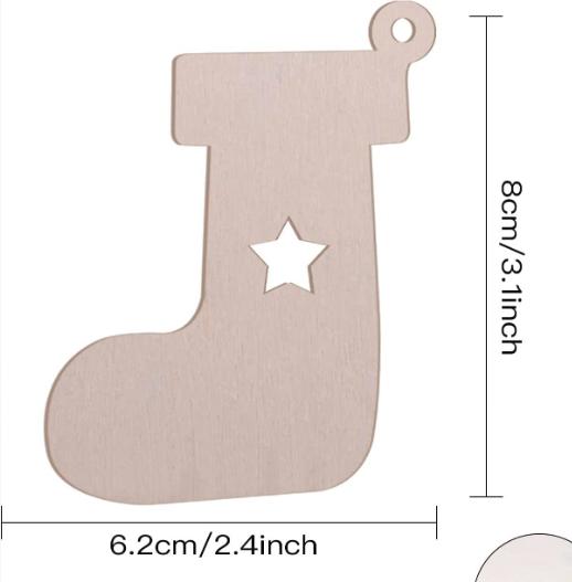 10pcs unfinished wooden Christmas ornaments suitable for holiday home decor and creative projects for boys and girls