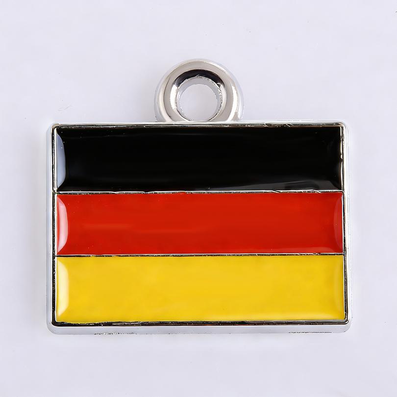 5pcs/Lot Different Countries Flags Enamel Charms For Jewelry Making Supplies Rectangle Silver Color Pendants Handmade Materials