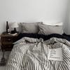 New Ins Style Yarn-Dyed Cotton & Linen Striped 4-Piece Bedding Set - Duvet Cover, Bedsheet, 3-Piece Set